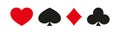 Playing card suit in flat style. Casino icons. Poker symbols